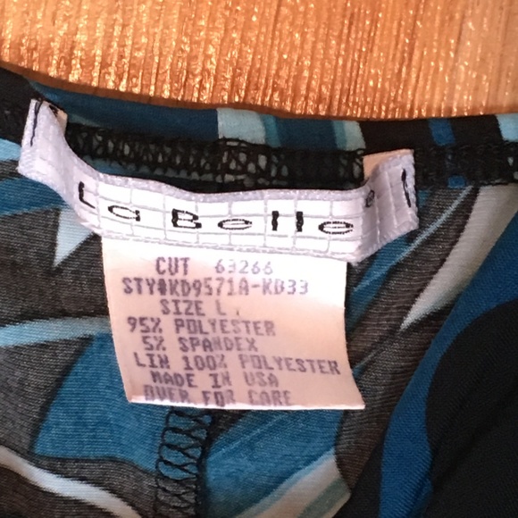 La Belle Blue and Black Swirl Printed Formal Dress Size L - Picture 4 of 4